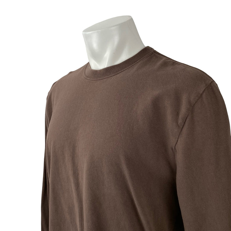 Madewell Men's Brown Crew Neck Long Sleeve Golf Basic T Shirt Tee Top Size L