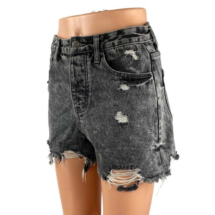 Vervet Womens Gray Distressed Ripped Raw Frayed Hem Cutoff Mom Denim Shorts Sz S