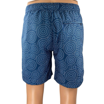Onia Men's Blue Abstract Polka Dots Drawstring Swim Trunks Board Shorts Size S