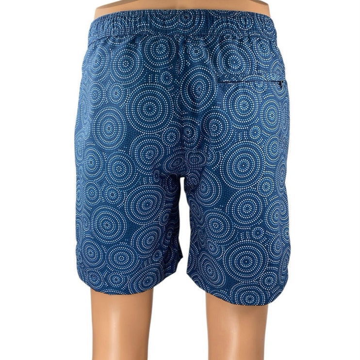 Onia Men's Blue Abstract Polka Dots Drawstring Swim Trunks Board Shorts Size S