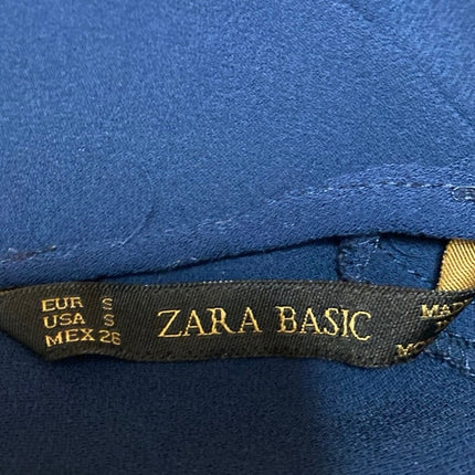 Zara Women's Blue Short Sleeve Square Neck Flared Mini A Line Dress Size S