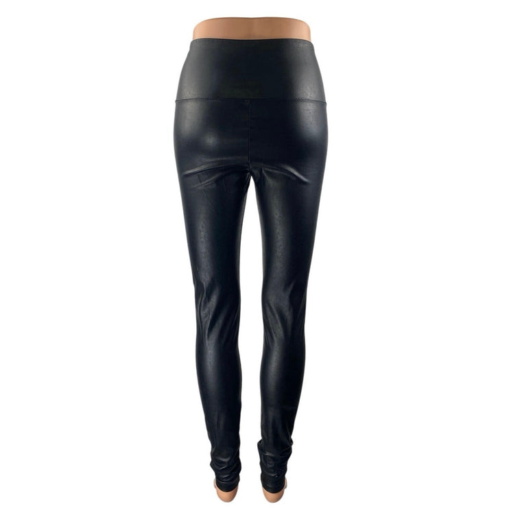 Aritzia Wilfred Black Faux vegan Leather High Waist Skinny Trousers Pants Size S