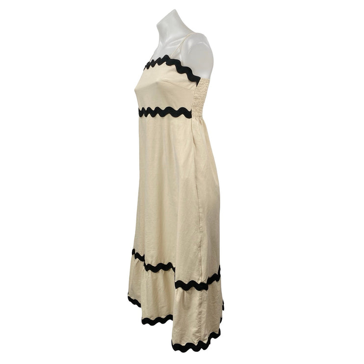 Zesica Women's Cream Sleeveless Summer Maxi Sundress Tank Flare A-Line Dress S