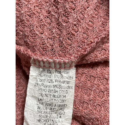 Altar'd State Women's Pink Waffle Knit Long Sleeve Thermal Tunic Sweater Top S