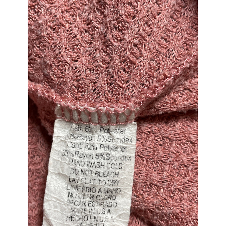 Altar'd State Women's Pink Waffle Knit Long Sleeve Thermal Tunic Sweater Top S