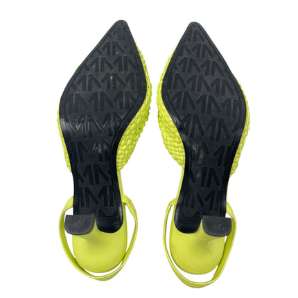 Mango MNG Women's Green Pointed Toe Slip On Stiletto Heels Slingback Sandals 9.5