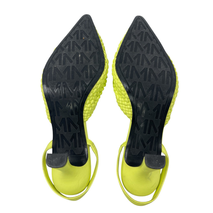 Mango MNG Women's Green Pointed Toe Slip On Stiletto Heels Slingback Sandals 9.5