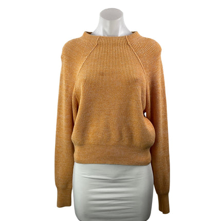 Free People Yellow Mustard Ribbed Knit Crew Neck Long Sleeve Sweater Top Size S