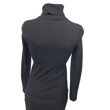 Aritzia Babaton Black Wool Linen Knit Long Sleeve Turtleneck Sweater Top Size S