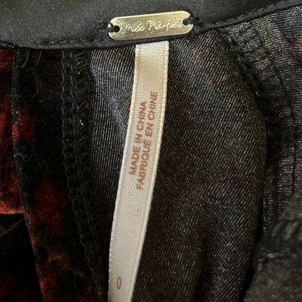 Free People Onyx Red Black Velvet Velour Cutout Long Sleeve Jumpsuit Romper 0