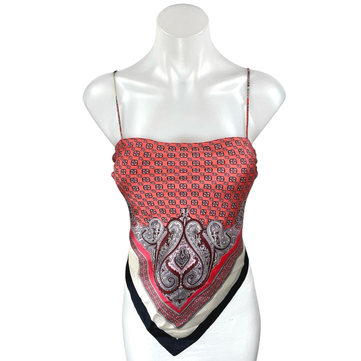 Zara Multicolor Floral Paisley Bandana Sleeveless Cami Tank Crop Top Size XS