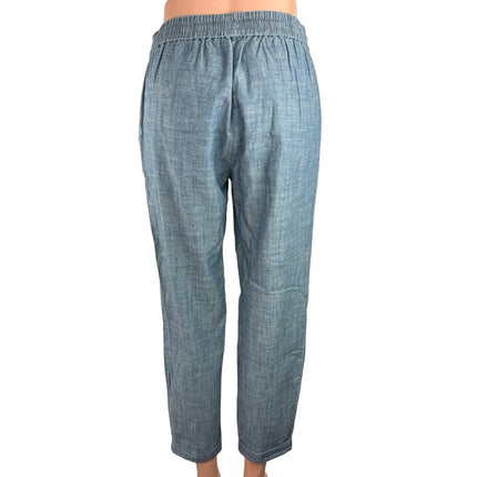 J. Crew Chambray Blue Denim Drawstring Straight Leg Trouser Jeans Pants 2