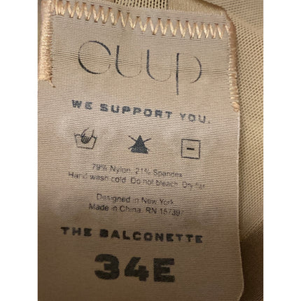 CUUP The Balconette Womens Brown Mesh Adjustable Straps Underwire Bra Top 34E
