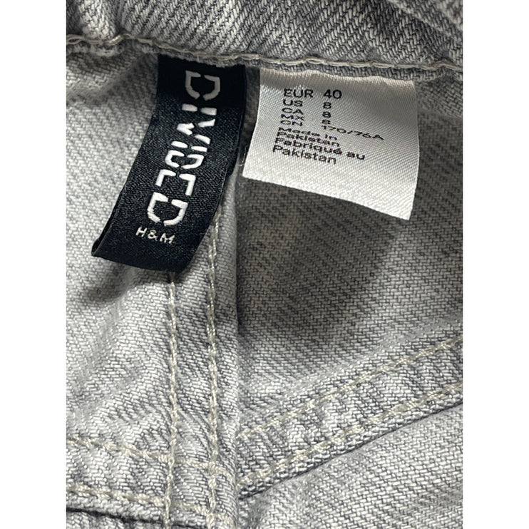 H&M Divided Women's Gray High Waisted Baggy Wide Leg Denim Jeans Pants Size 8