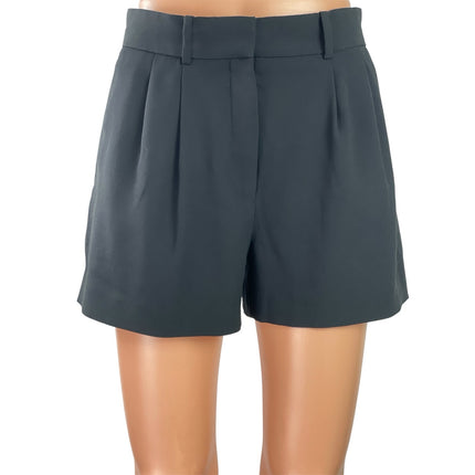 Aritzia Babaton Black Pleated High Waisted Tailored Wide Leg Bermuda Shorts Sz 4