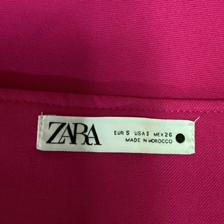 Zara Hot Pink High Waist Size Zip Stretch Barbiecore Soft A Line Mini Skirt Sz S