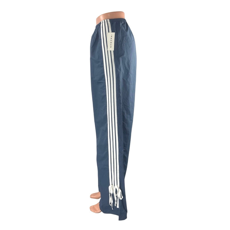 NEW Pacsun Women's Blue Side Stripe High Rise Wide Leg Baggy Track Pants Size M
