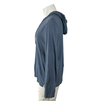 Michael Kors Men's Blue Long Sleeve Hoodie Hooded Henley Sweatshirt Top Size M