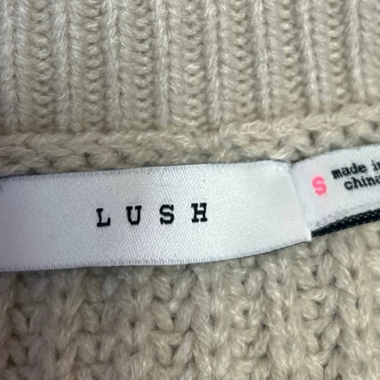 Lush Beige Tan Green Knit Colorblock Oversized Pullover Sweater Top Size S