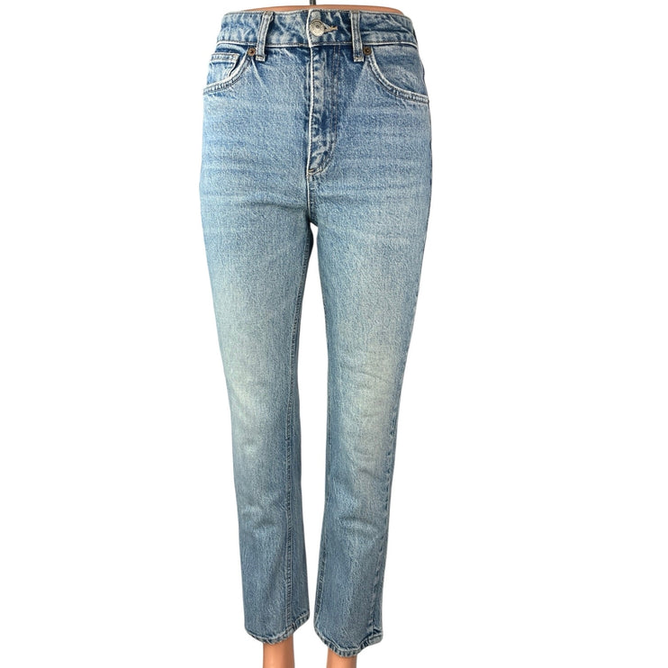 Zara Women's Blue Light Wash High Waisted Straight Ankle Denim Jeans Size 4