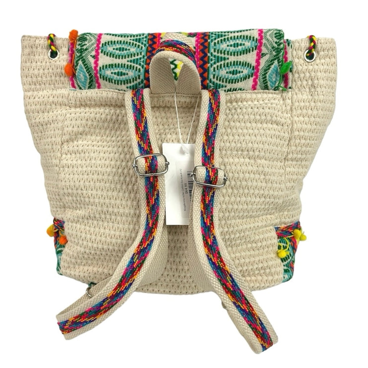 NEW Jen & Co Multicolor Tasseled Boho Hippie Magdelena Aztec Cotton Backpack