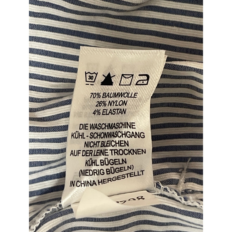 Carolina Belle White Blue Striped High Waisted Straight Trousers Dress Pants 8