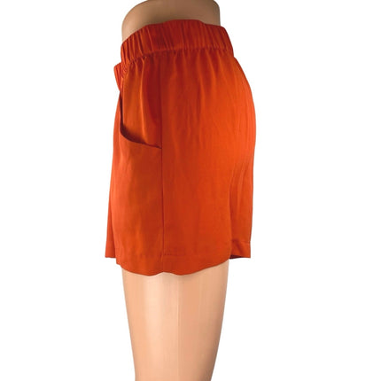 BCBGMaxazria Women's Orange Pleated Elastic Waist Casual Lounge Shorts Size S