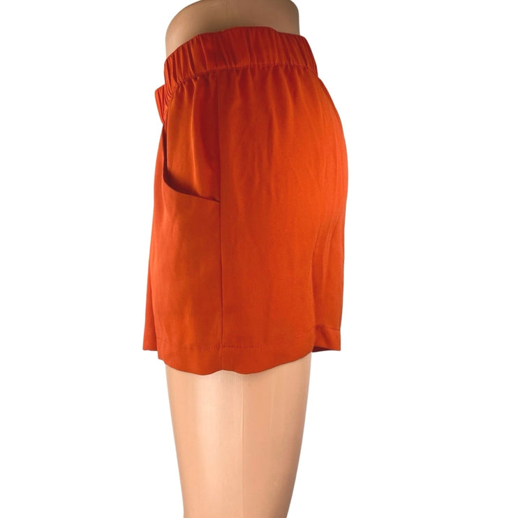 BCBGMaxazria Women's Orange Pleated Elastic Waist Casual Lounge Shorts Size S
