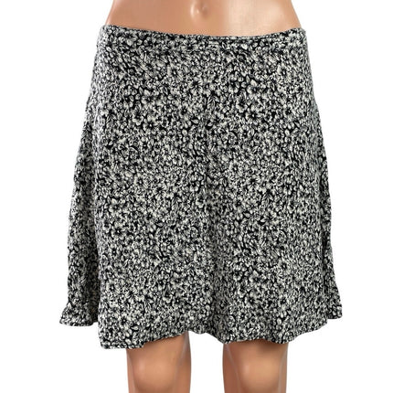 Kimchi Blue Black White Floral Mid Waist Zip Flare A Line Mini Skirt Size M