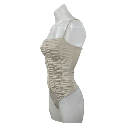 Abercrombie & Fitch Slinky Ruched Sleeveless Cami Camisole Tank Bodysuit Top XS