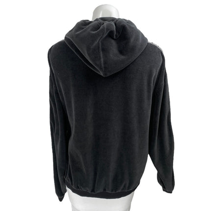 Urban Outfitters Women's Black Velvet Velour Hoodie Hooded Sweatshirt Top Size S