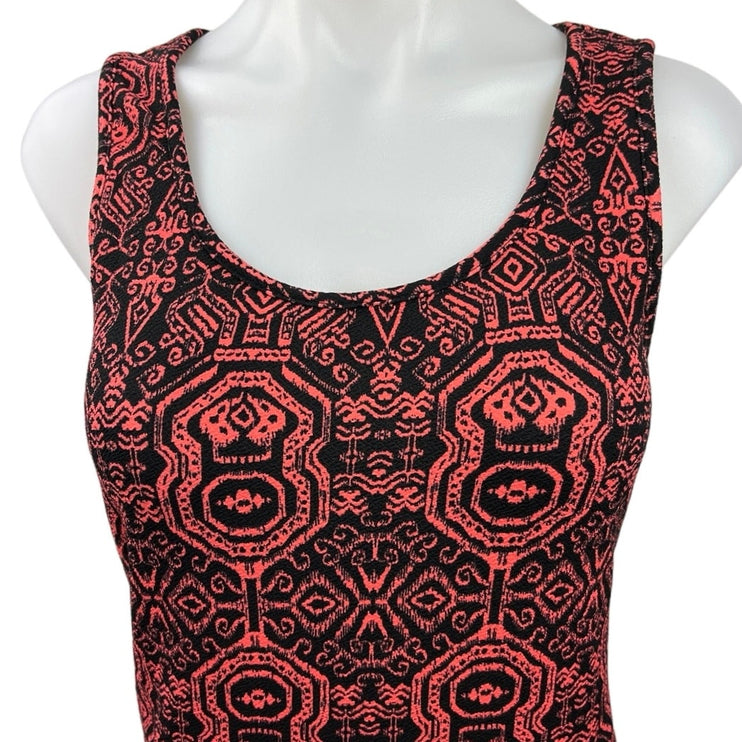 Papaya Women's Black Printed Scoop Neck Sleeveless Pullover Bodycon Dress Size S