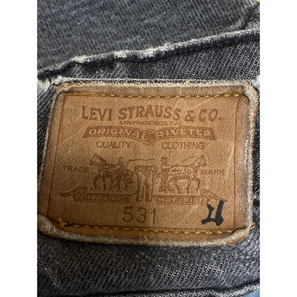 Levi's 531 Womens Black High Waisted Cut Off Frayed Raw Hem Denim Jean Shorts 26