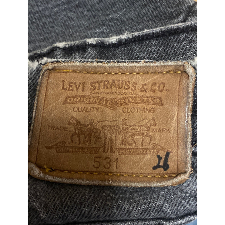 Levi's 531 Womens Black High Waisted Cut Off Frayed Raw Hem Denim Jean Shorts 26