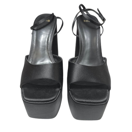 MNG Mango Women's Black Platform Ankle Strap High Heels Maxi Sandals Size 7.5