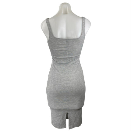 Zara Trafaluc Gray Sleeveless Square Neck Slit Bodycon Midi Tank Dress Size S