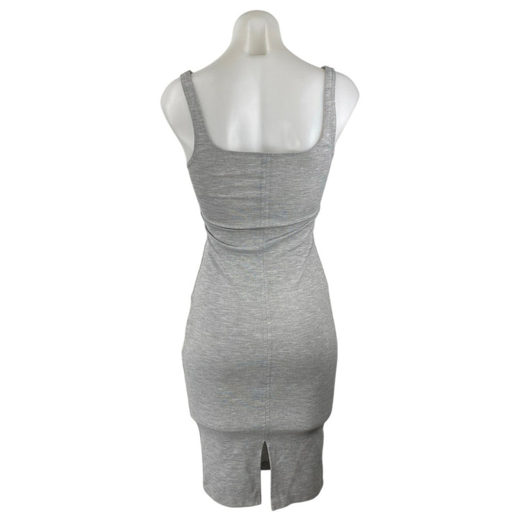 Zara Trafaluc Gray Sleeveless Square Neck Slit Bodycon Midi Tank Dress Size S