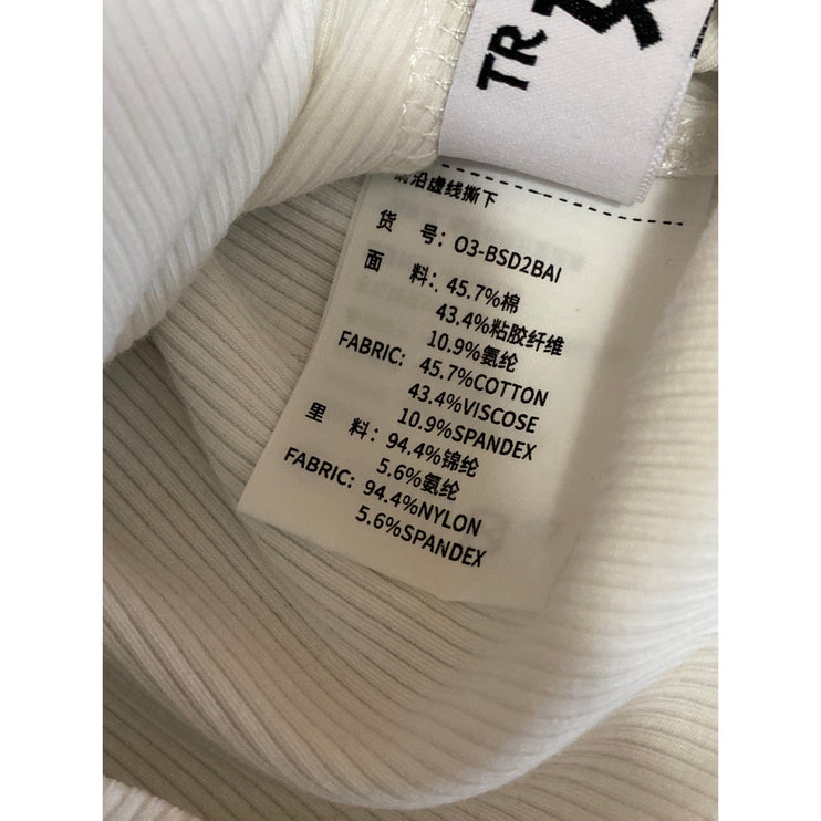 Women's White Embroidered I Like Men Rib Knit Sleeveless Cami Tank Top Size S