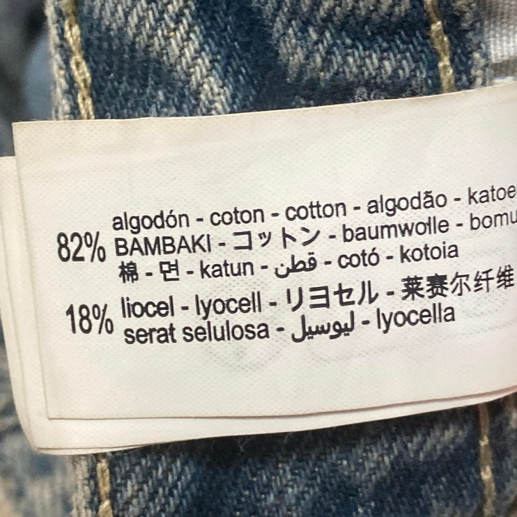 Zara Women's Blue High Waisted Baggy Wide Leg Frayed Raw Hem Denim Jeans Size 6