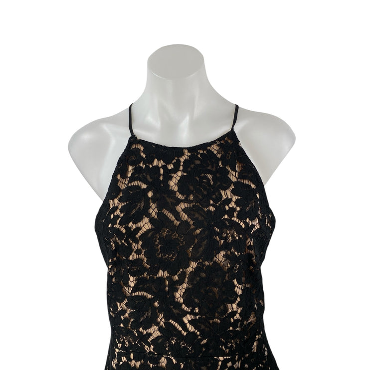 ASTR The Label Black Beige Lace Sleeveless High Neck Mini Sheath Dress Size L