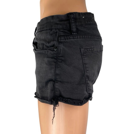 Blank NYC Black Low Rise Distressed Frayed Cut Off Denim Jean Shorts Size 27
