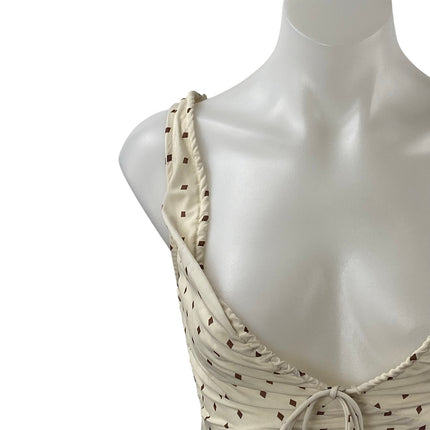 Princess Polly Cream Polka Dot Sleeveless Plunge V Neck Mini A-Line Tank Dress 2