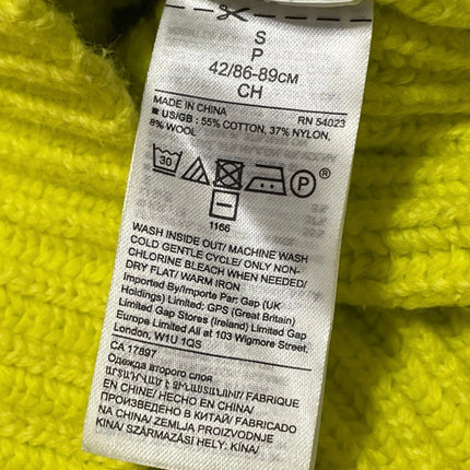 Banana Republic Women's Neon Yellow Chunky Ribbed Knit Mock Sweater Top Size S