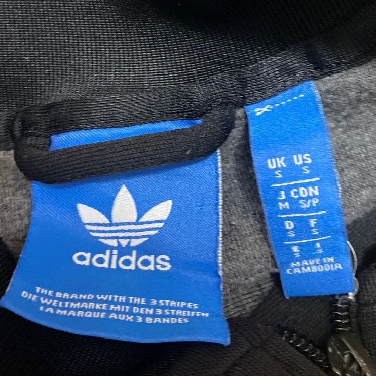 Adidas Women's Black Striped Full Zip Long Sleeve Track Bomber Jacket Size S