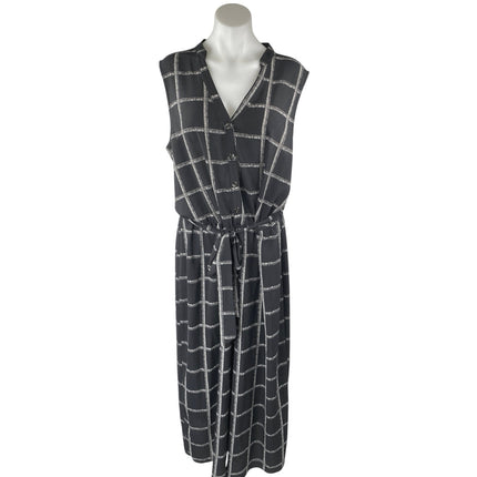 Apt. 9 Women's Black Checkered Sleeveless Tie Waist Wide Leg Crop Jumpsuit XXL