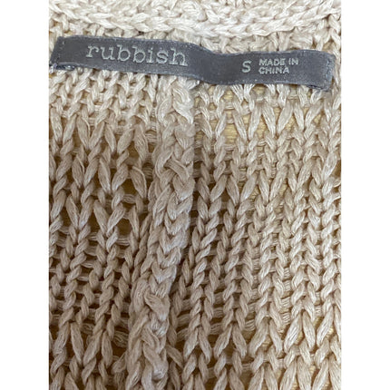 Rubbish Women's Beige Knit Long Sleeve V Neck Button Up Cardigan Sweater Top S