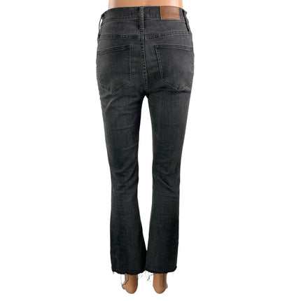 Madewell Cali Demi Boot Women's Black Button Fringe Flare Denim Jeans Size 26