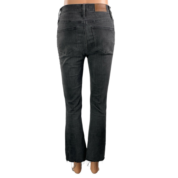 Madewell Cali Demi Boot Women's Black Button Fringe Flare Denim Jeans Size 26