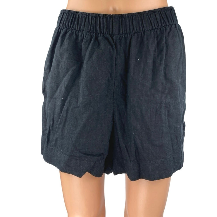 Abercrombie & Fitch Women's Black Linen Elastic Waist Casual Lounge Shorts Sz M