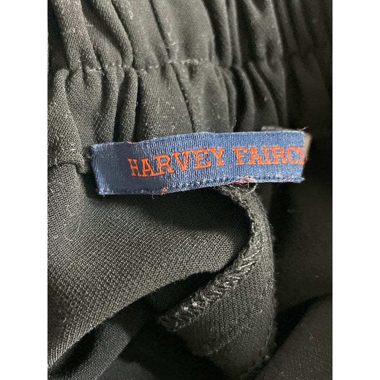 Harvey Faircloth Black High Rise Elastic Waist Straight Trousers Dress Pants M